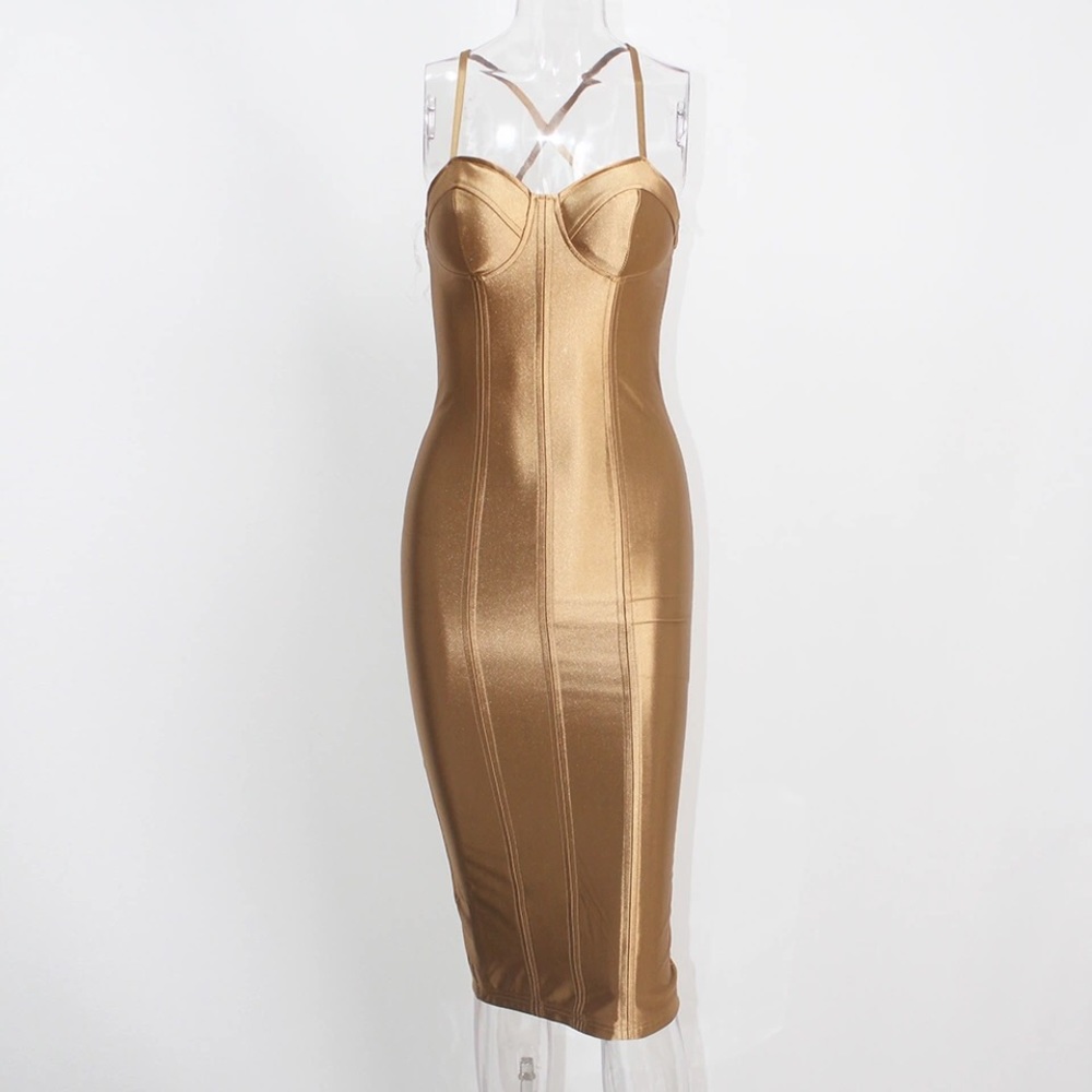 Gold Goddess Bodycon Dress - Picture 4 of 7